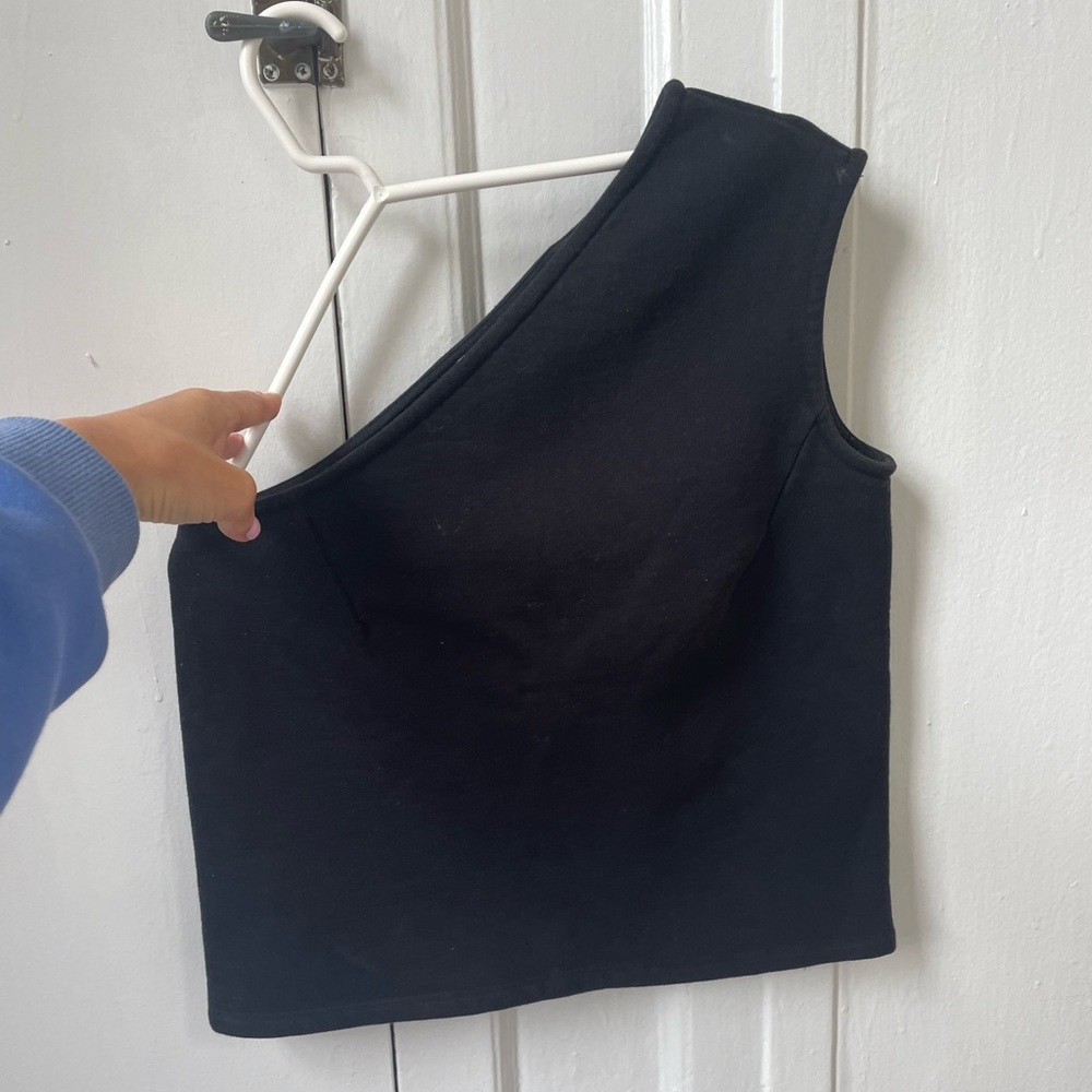 Demna Gvasalia Vetements Pour Femme Top, Black One Shoulder, Cropped